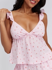 Boux Avenue Pink Floral Cotton Pyjamas Set - Image 4 of 6