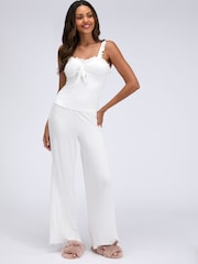 Boux Avenue White Frill Ribbed Cami Pyjamas Set - Image 1 of 6