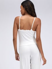 Boux Avenue White Frill Ribbed Cami Pyjamas Set - Image 3 of 6