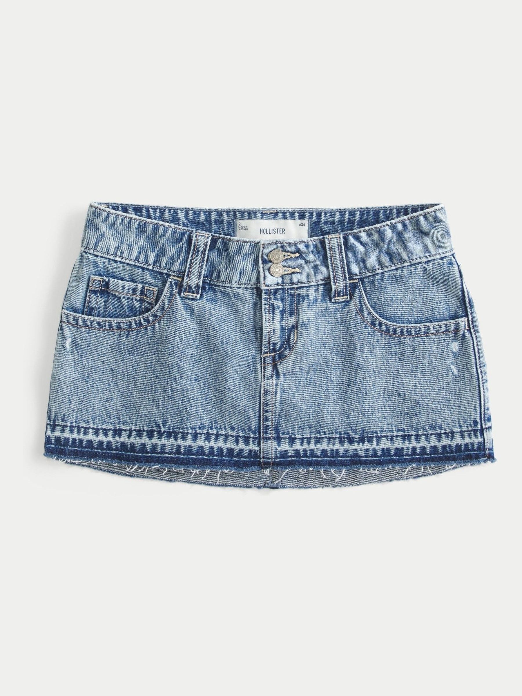 Buy Hollister Washed Blue Ultra Low Rise Denim Micro Mini Skirt