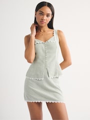 Abercrombie & Fitch Green Linen Fold Top - Image 3 of 7