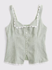 Abercrombie & Fitch Green Linen Fold Top - Image 6 of 7