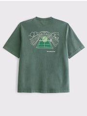 Abercrombie & Fitch Green Tennis Graphic T-Shirt - Image 2 of 3