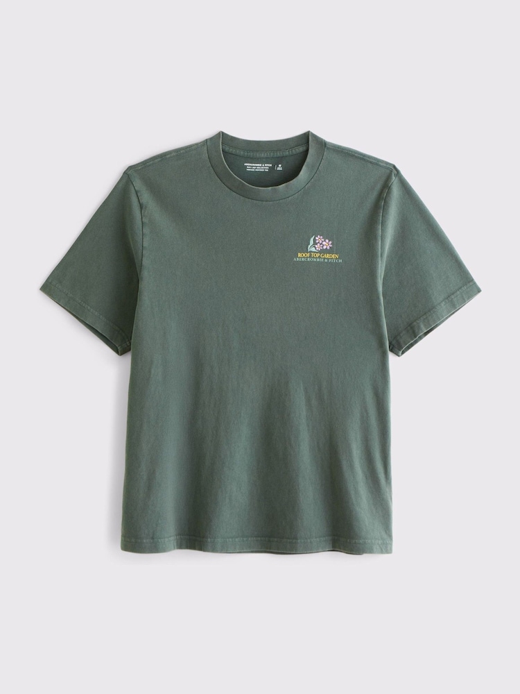 Abercrombie & Fitch Green Vintage Logo T-Shirt - Image 1 of 4