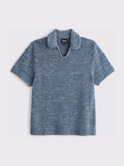 Abercrombie & Fitch Blue Textured Polo Shirt - Image 1 of 2