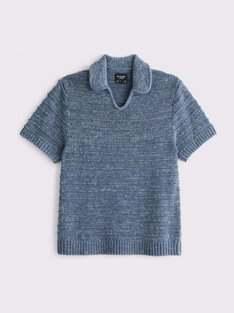 Abercrombie & Fitch Blue Textured Polo Shirt - Image 1 of 2