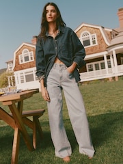Abercrombie & Fitch Blue Lightweight High Rise Wide Leg Jeans - Image 2 of 8
