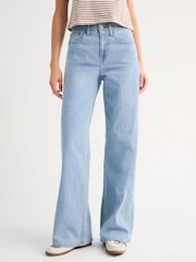 Abercrombie & Fitch Blue Lightweight High Rise Wide Leg Jeans - Image 3 of 8