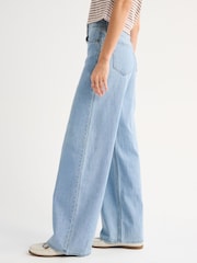Abercrombie & Fitch Blue Lightweight High Rise Wide Leg Jeans - Image 6 of 8