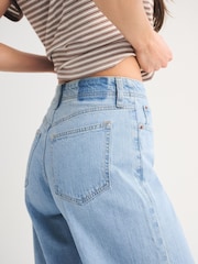 Abercrombie & Fitch Blue Lightweight High Rise Wide Leg Jeans - Image 7 of 8