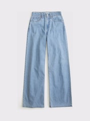 Abercrombie & Fitch Blue Lightweight High Rise Wide Leg Jeans - Image 8 of 8