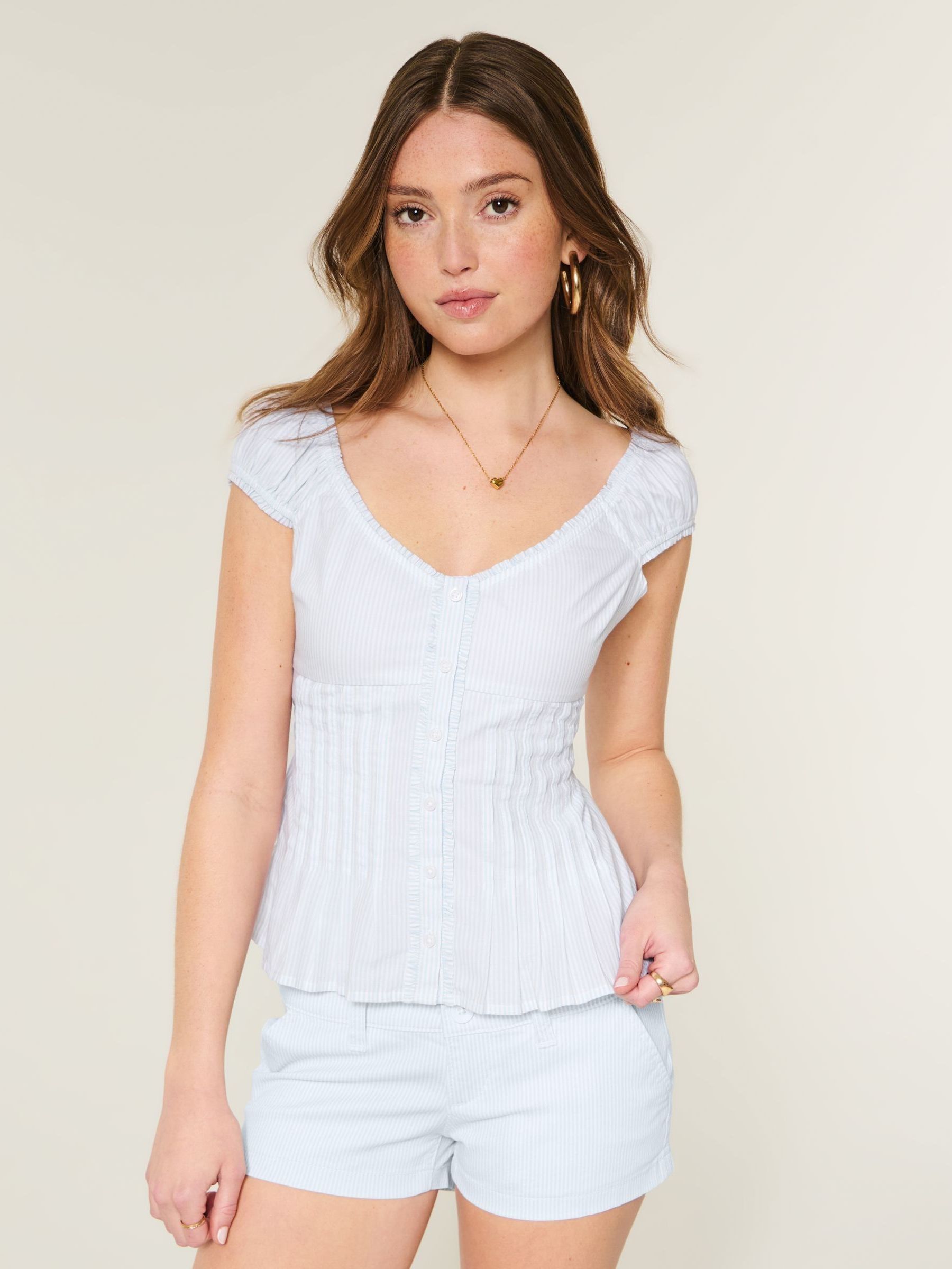 Buy Hollister White V-Neck Pintuck Top from Next USA