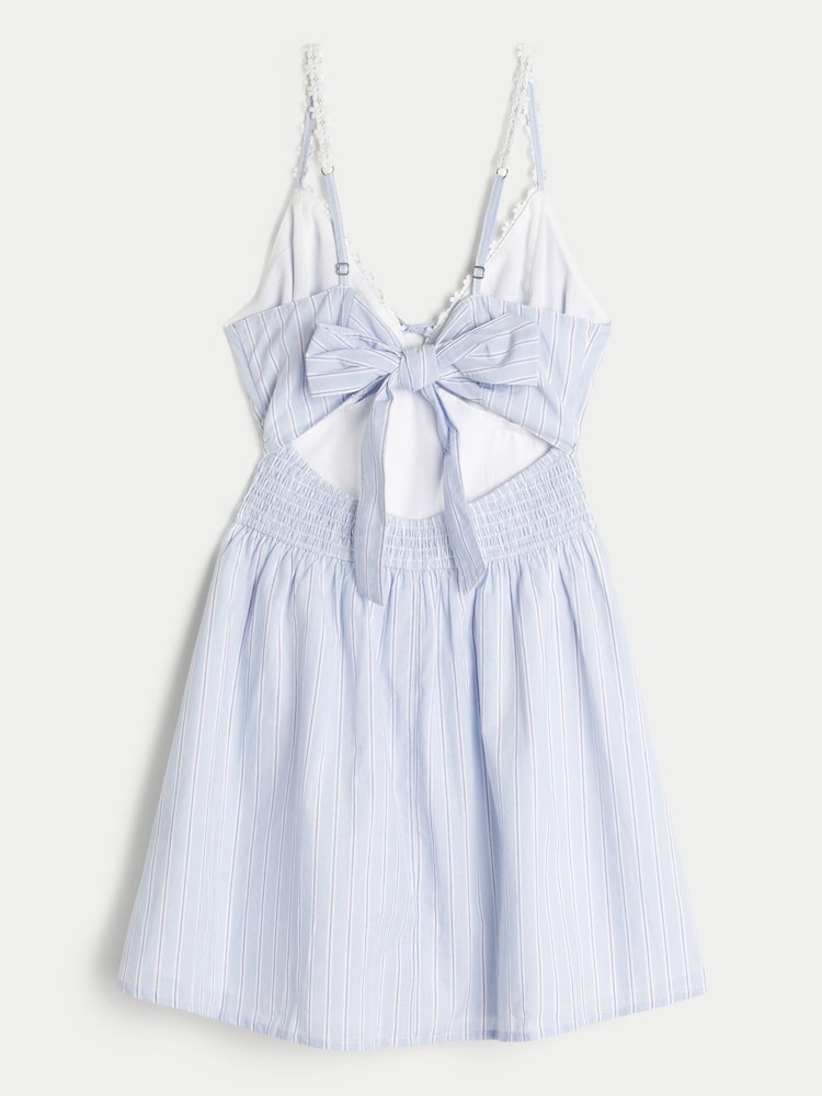 Hollister Blue Lace Trim Button Through Mini Dress - Image 2 of 3