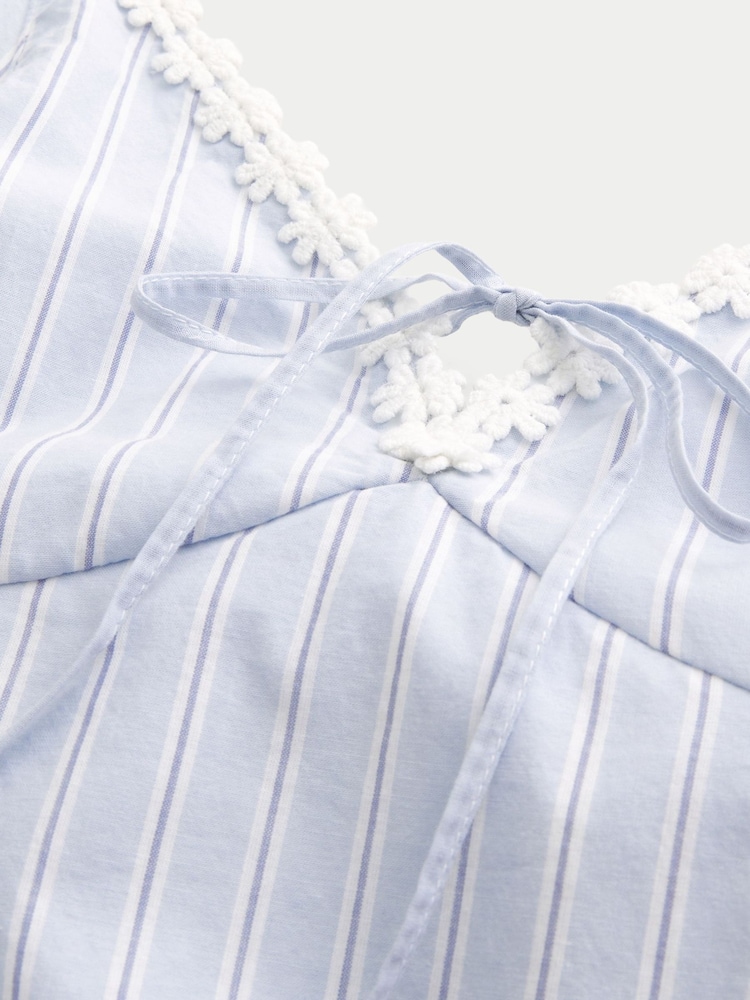 Hollister Blue Lace Trim Button Through Mini Dress - Image 3 of 3