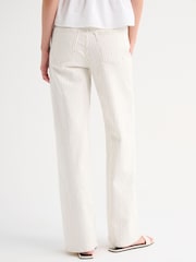 Abercrombie & Fitch Cream Stripe Lightweight Highrise Wide Leg Jeans - Image 5 of 8