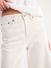 Abercrombie & Fitch Cream Stripe Lightweight Highrise Wide Leg Jeans - Image 6 of 8