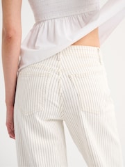 Abercrombie & Fitch Cream Stripe Lightweight Highrise Wide Leg Jeans - Image 7 of 8