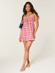 Hollister Red Smocked Bodice Mini Dress - Image 2 of 4