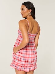 Hollister Red Smocked Bodice Mini Dress - Image 3 of 4