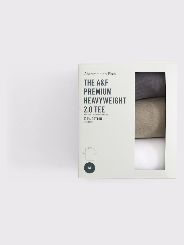 Abercrombie & Fitch Brown Premium Heavyweight 3 Pack Tshirts - Image 2 of 3