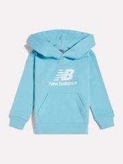 New Balance Coral Blue Stacked Logo French Terry Hoodie - Image 1 of 3