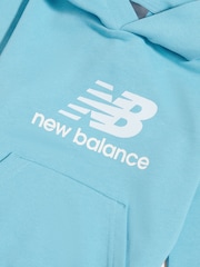 New Balance Coral Blue Stacked Logo French Terry Hoodie - Image 3 of 3