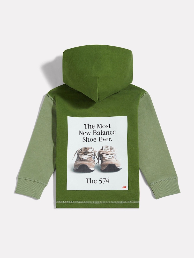 New Balance Green 574 Shoe Graphic FT Hoodie - Image 2 of 4