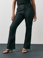 黑色 - Coated Denim Bootcut Jeans - 圖片 1，共 7