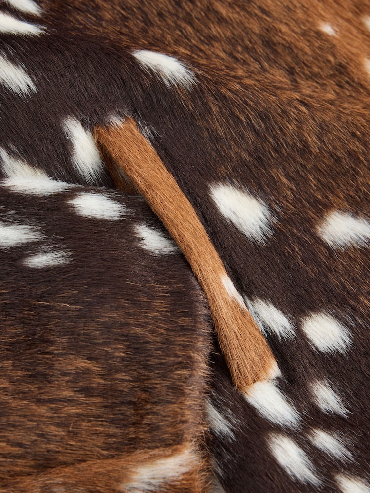 Brown Animal Deer Print - ხელოვნური ბეწვის ქურთუკი - სურათი 6 6-დან