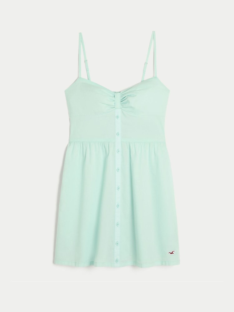 Hollister Mint Blue Button Through Mini Dress - Image 4 of 4