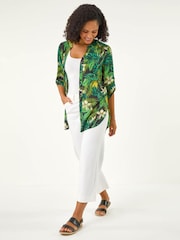 Roman Green Tropical Print Woven Overshirt - Image 2 of 5
