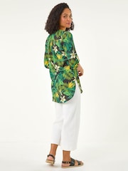 Roman Green Tropical Print Woven Overshirt - Image 3 of 5