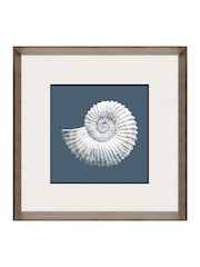 Brookpace Lascelles Blue/White Porcelain Nautilus Shell Wall Art in Deep Frame - Image 1 of 4