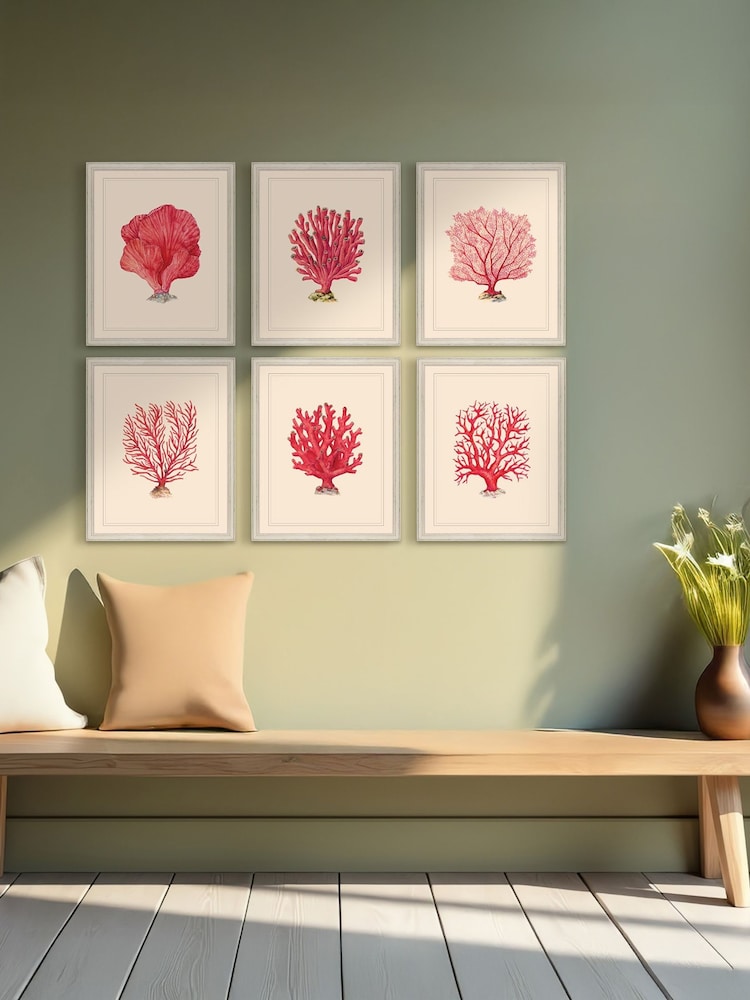 Brookpace Lascelles Red/White Coral V' Coastal Wall Art Frame - Image 2 of 4