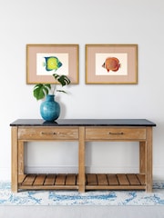 Brookpace Lascelles Red/Gold Tropical Fish III' Stripy Wall Art in Slim Frame - Image 2 of 4