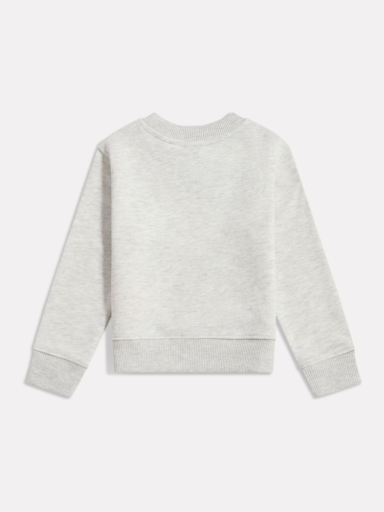 New Balance Light Grey Stacked Logo Crew Neck Sweatshirt - Image 2 of 3 New Balance Light Grey Stacked Logo Crew Neck Sweatshirt - Image 2 of 3