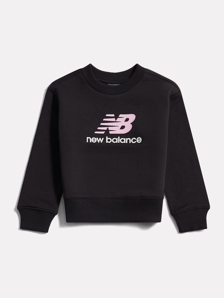 黑色 - New Balance BB Stacked Logo Crew Neck Sweat Top - 圖片 1/3