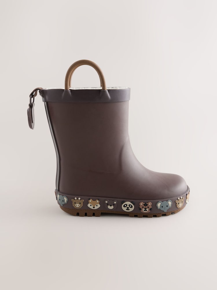 Brown Animals Warm Lined Handle Wellies - Image 2 of 5