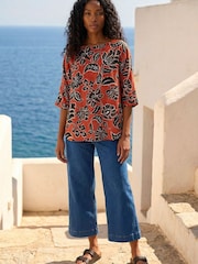 Roman Orange Floral Print Tunic Top - Image 2 of 4