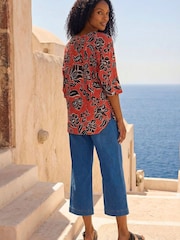 Roman Orange Floral Print Tunic Top - Image 3 of 4