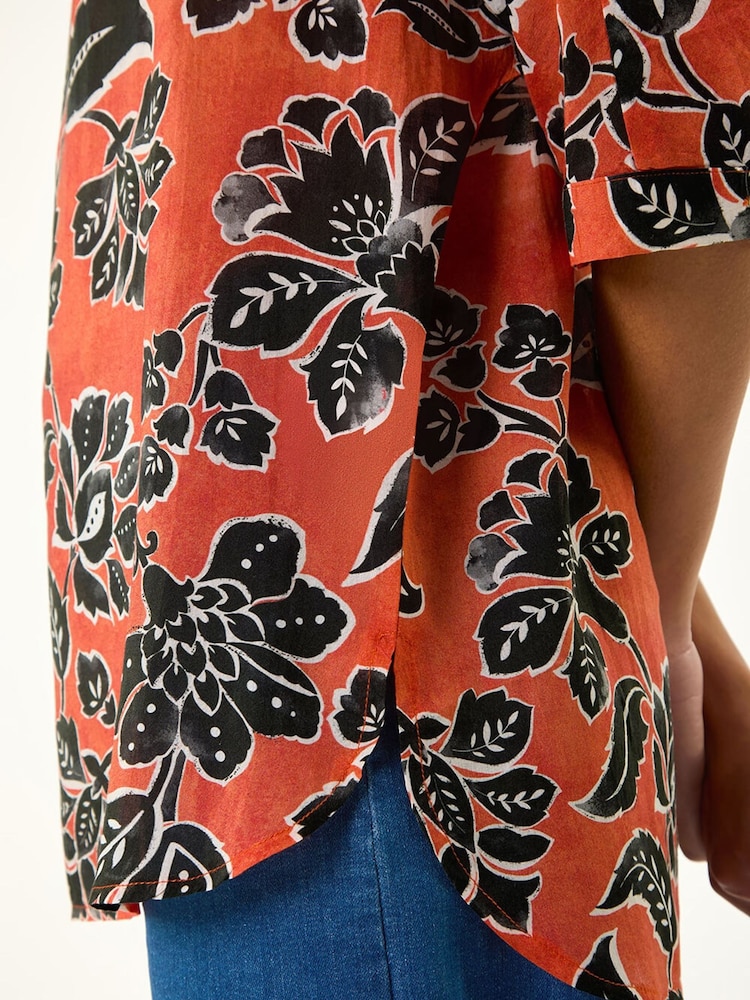 Roman Orange Floral Print Tunic Top - Image 5 of 5 Roman Orange Floral Print Tunic Top - Image 5 of 5