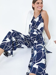 Roman Blue Abstract Print Pocket Jumpsuit - Image 1 of 5