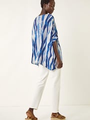 Roman Blue Abstract Buttoned Top - Image 4 of 5