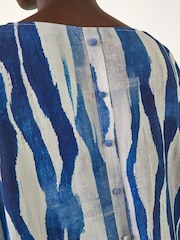 Roman Blue Abstract Buttoned Top - Image 5 of 5