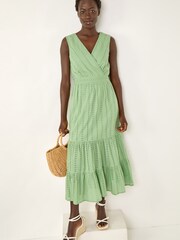 Roman Green Embroidered V-Neck Midi Dress - Image 1 of 5