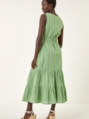 Roman Green Embroidered V-Neck Midi Dress - Image 2 of 5