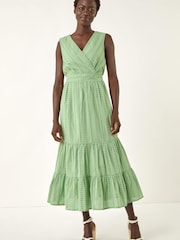 Roman Green Embroidered V-Neck Midi Dress - Image 3 of 5
