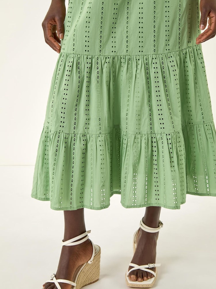 Roman Green Embroidered V-Neck Midi Dress - Image 5 of 5 Roman Green Embroidered V-Neck Midi Dress - Image 5 of 5