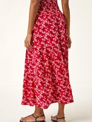 Roman Red Abstract Print Shirred Multiway Skirt - Image 3 of 5