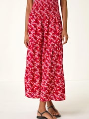 Roman Red Abstract Print Shirred Multiway Skirt - Image 4 of 5